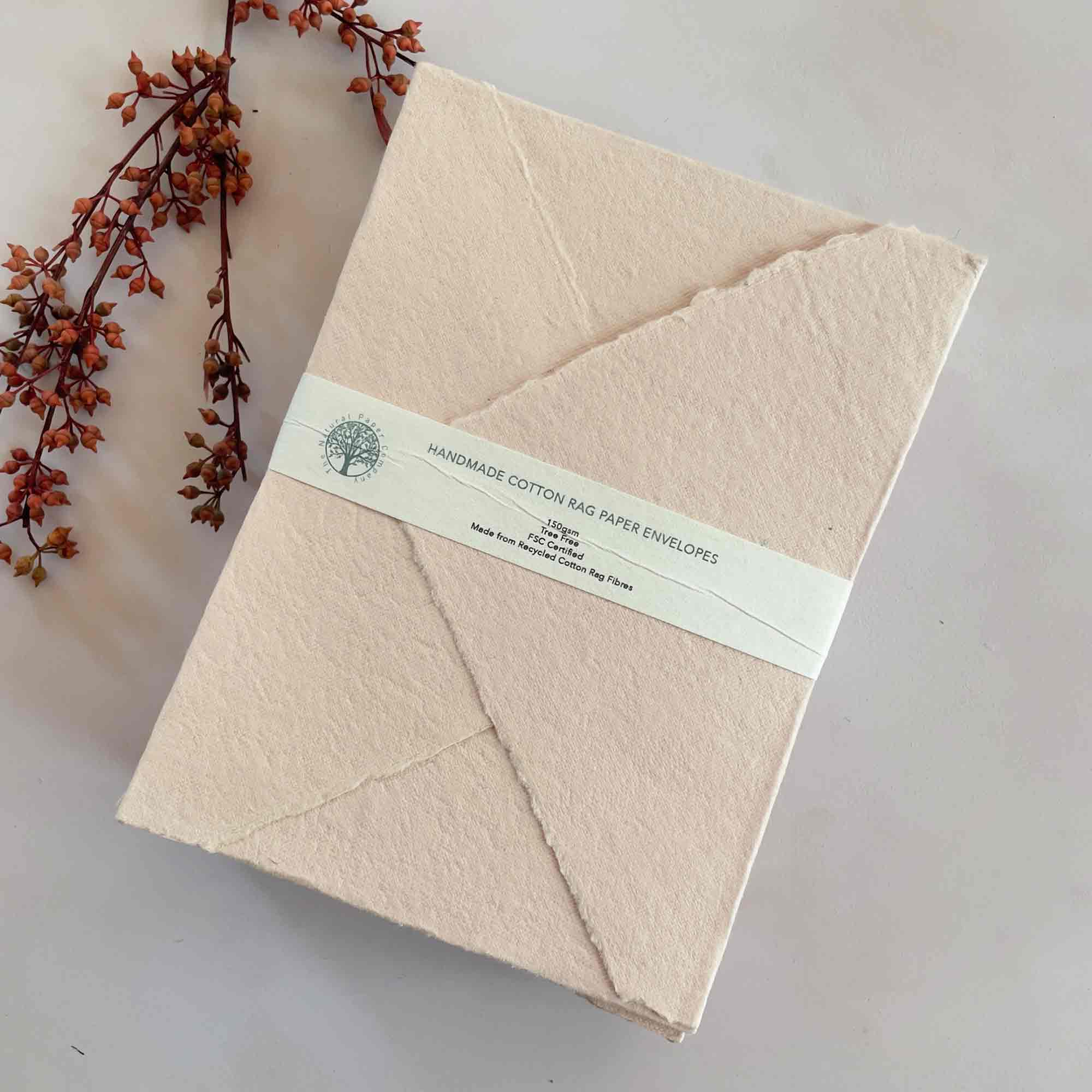 The Natural Paper Company - Wholesale Stationery/Notecard Set - Misty Rose Handmade Cotton Rag Paper, Card and Envelopes3