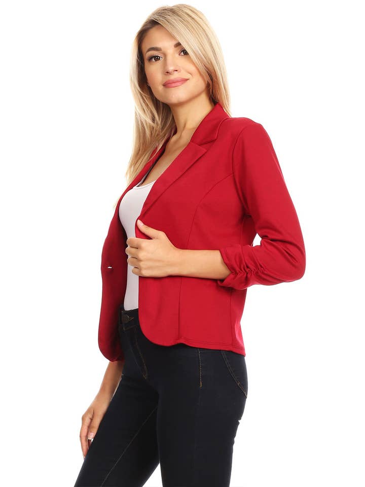 MOA COLLECTION - Venta al por mayor Blazer - Mujer - Blazer largo hasta la cintura con cierre de un botón para mujer (paquete abierto)10