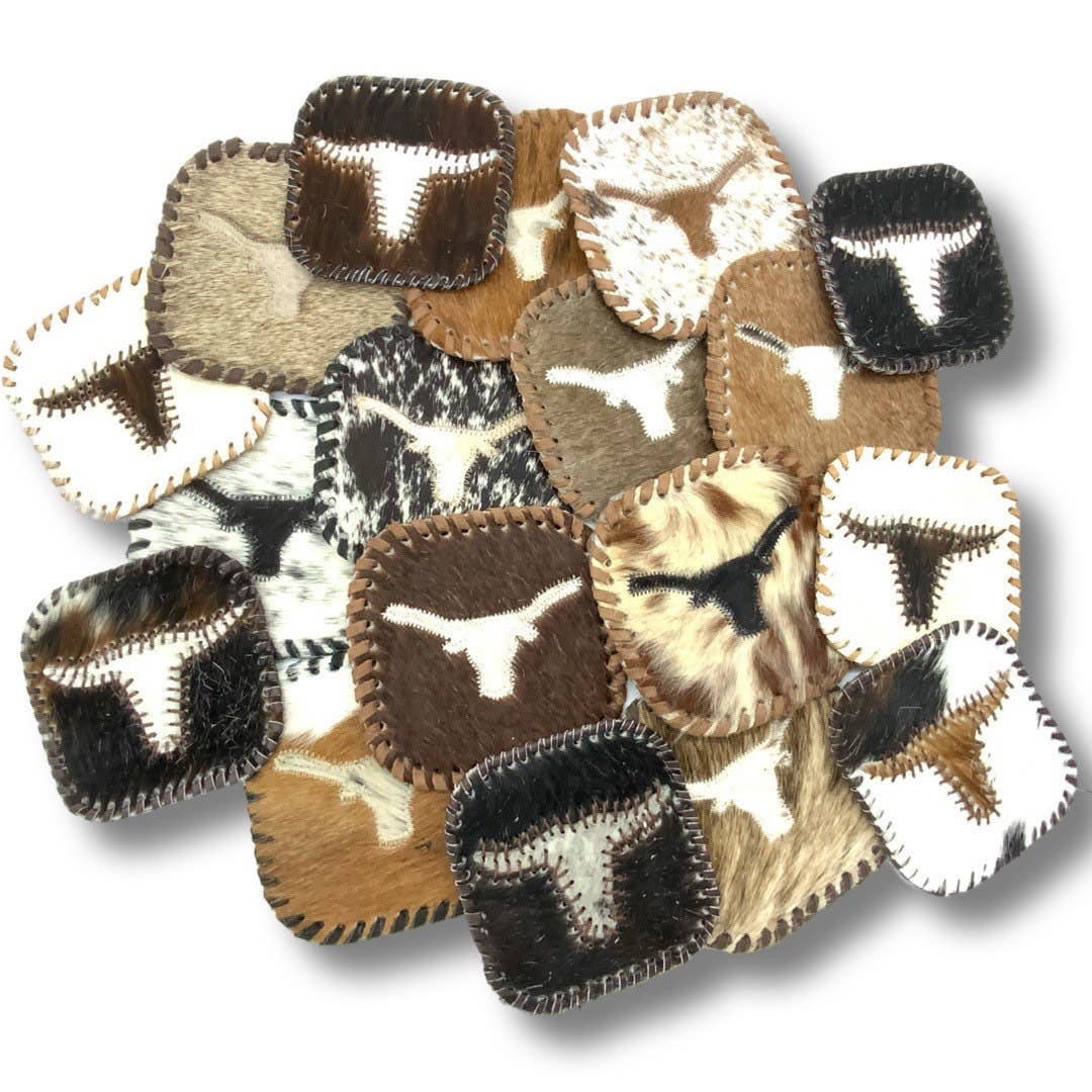 Cowhide Texas Store Inc - Wholesale Coasters - Longhorn Cowhide Leather Lace Coasters - Assorted Colors0