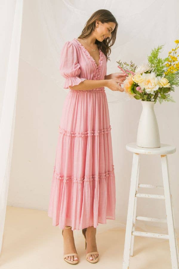 MELONE Ein solides Midikleid-AD2515 für den Großhandel auf Faire6