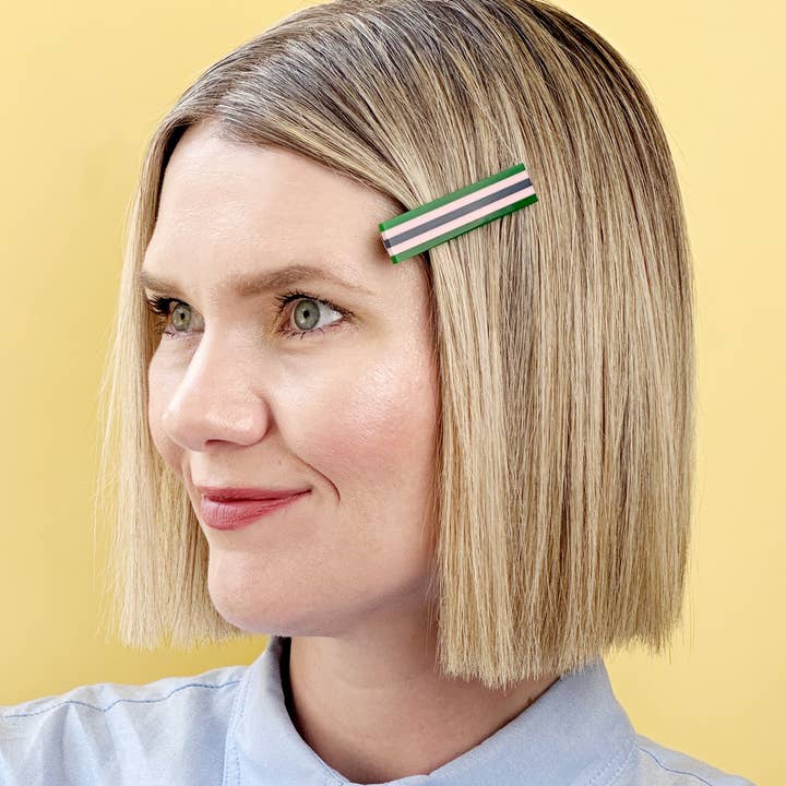 Combinist Goods - Wholesale Hair Clip - Women's - Striped Hair Clip | Large15