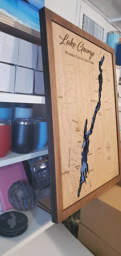 Premier Gifts and More - Wholesale Map - Lake St. Catherine, Vermont Depth Map Wall Art Decor1