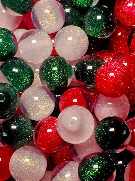 12 pcs - Glittery Christmas Galaxy Bead Mix 2.0 - 16 MM for wholesale by MadiLind's Crafting Corner, LLC