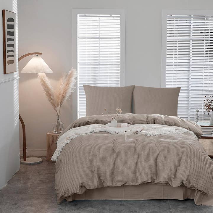 BOHORIA - Wholesale Bedding Set - 3-piece waffle structure bed linen: duvet cover 200x200cm + 2x pillowcase 80x80cm breathable & easy to clean, 100% cotton0