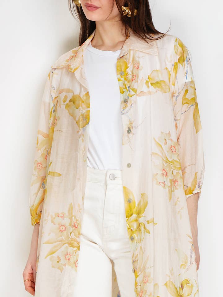 NOELINE - Wholesale Dress - Women's - Long printed tencel shirt dress 2508-8