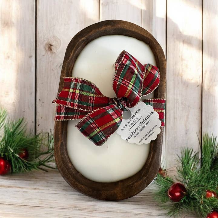 Hand Carved Dough Bowl Candle~16oz~ Farmhouse Christmas for wholesale by CCW & Co farmhouse candles