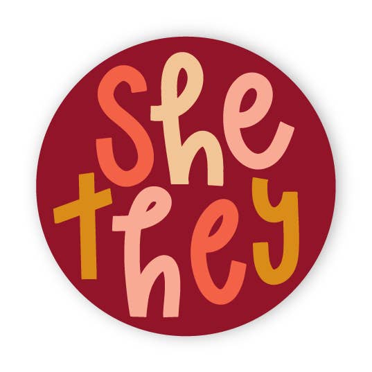She They Pronoun Mini Sticker for wholesale by Twentysome Design