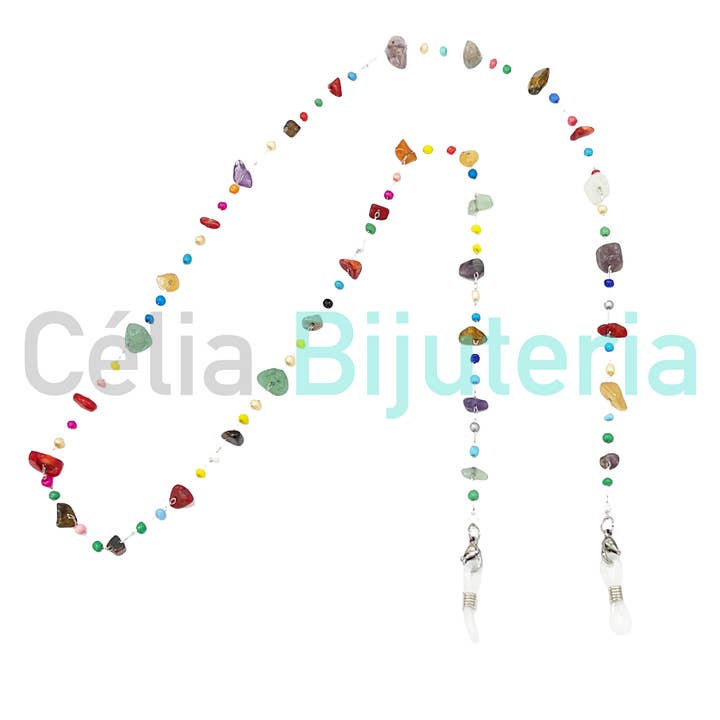 Celli Biju - Wholesale Sunglasses/Eyeglasses Strap - Women's - Steel Glasses/Masks Chains with Natural Stones and Beads4
