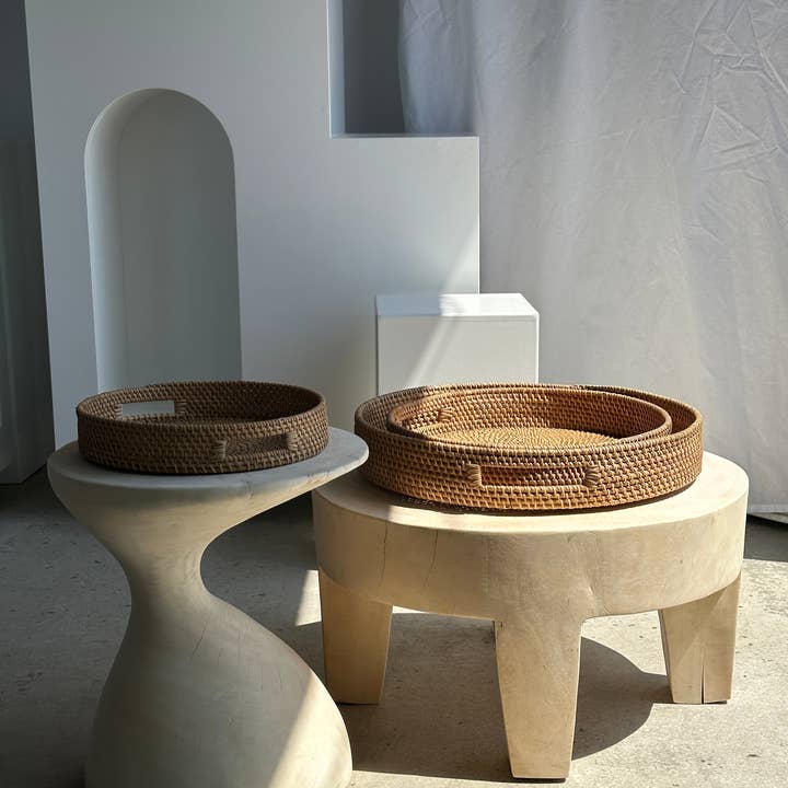 Office Objets - Wholesale Basket - Set of three handcrafted Indonesian wicker baskets in natural rattan (caramel)15