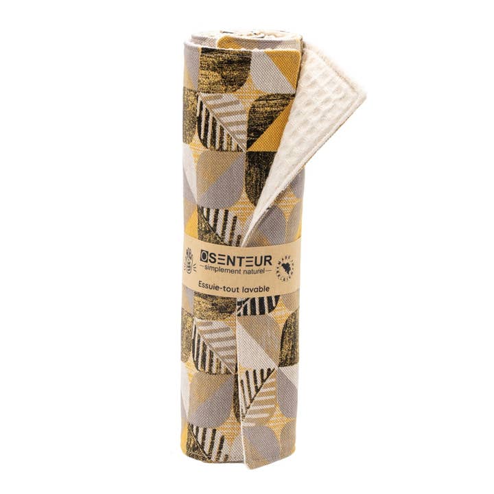 Washable paper towel - ochre and honeycomb for wholesale by Osenteur