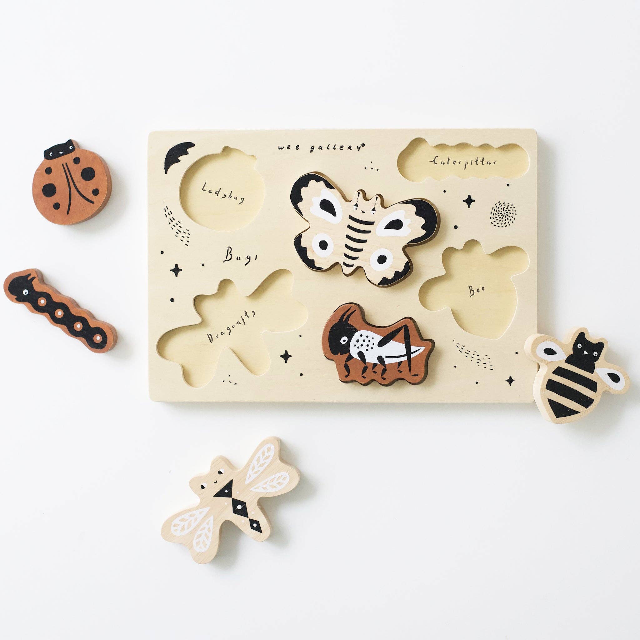 Wee Gallery - Wholesale Puzzle - Kids - Wooden Tray Puzzle - Bugs1