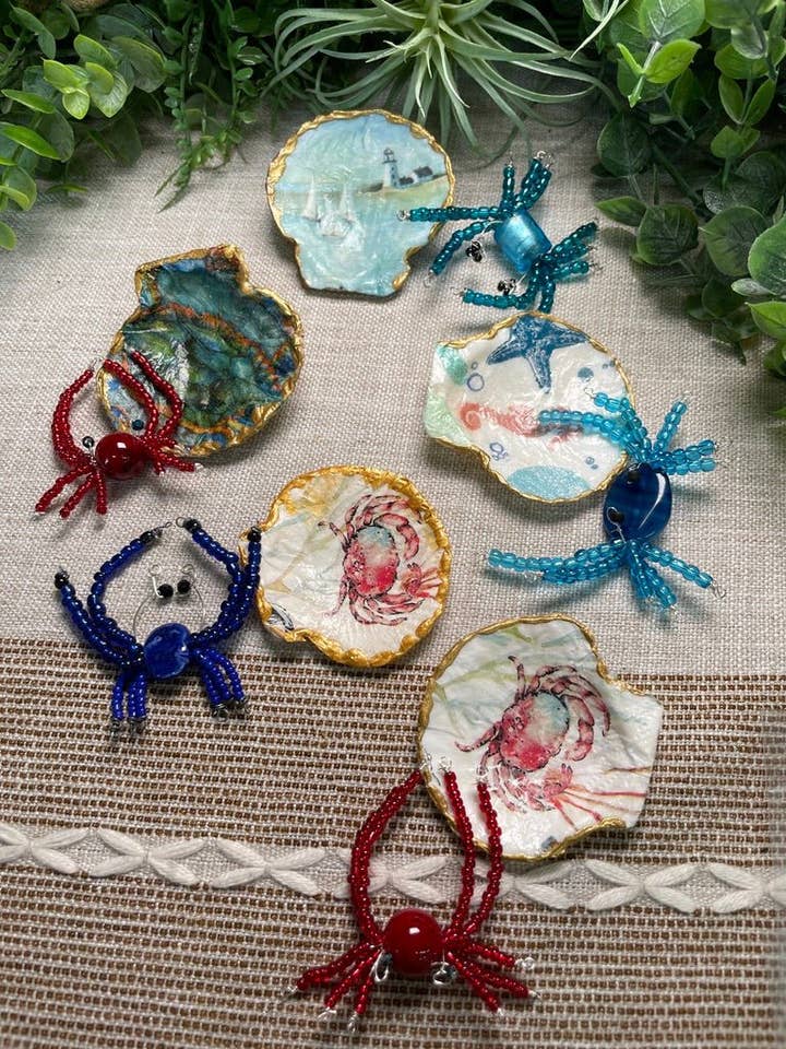 Set di Decoupage con Conchiglia e Granchio con Perline per la vendita all'ingrosso da parte di Copper Ashes