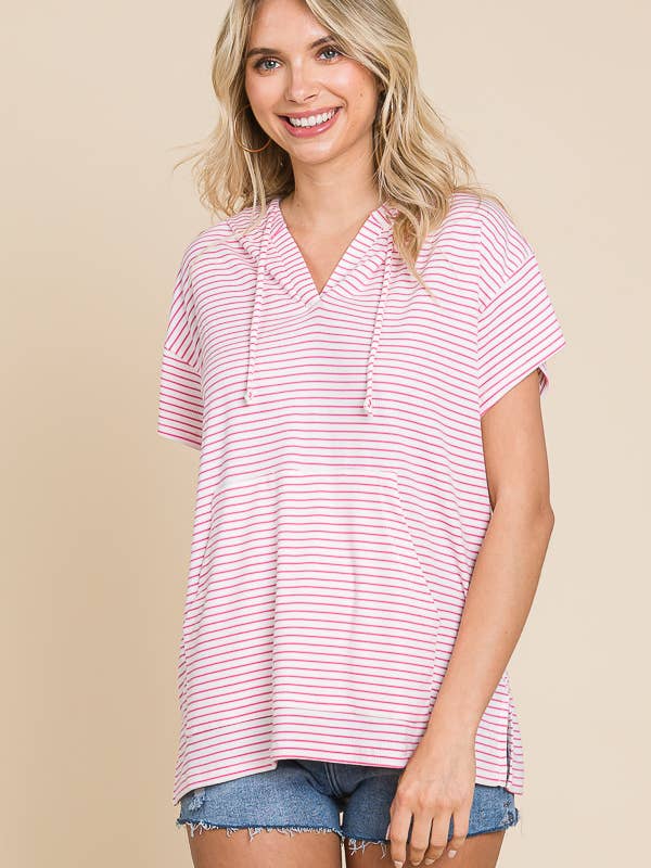 Culture Code - Vente Sweat à capuche – femme - CRH1606XS - HAUT À CAPUCHE À MANCHES COURTES SURDIMENSIONNÉ17