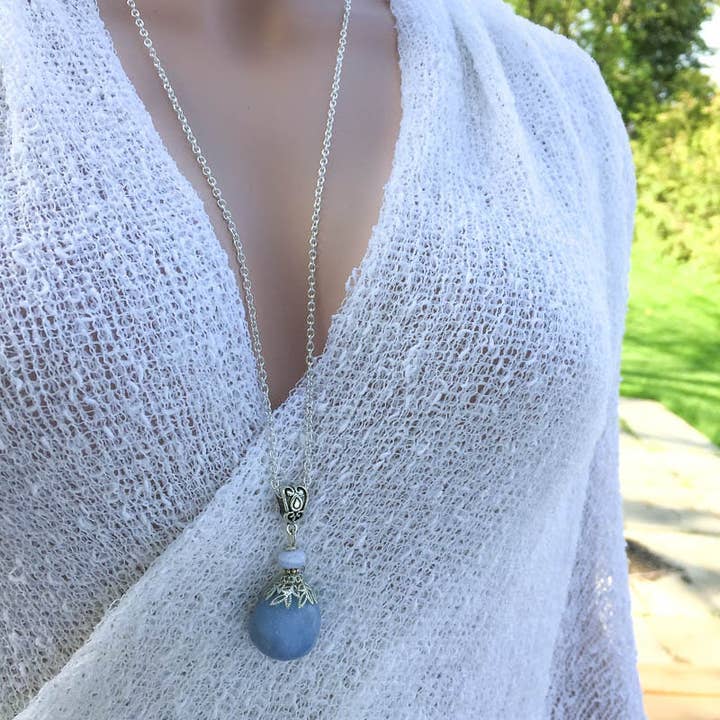 Glorious Healing Crystals – wholesale Pendant/charm necklace – Angelite Pendant, Connect With Your Guardian Angel2