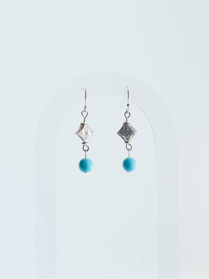 Makenna Frosted Turquoise Dangle Earrings for wholesale by Hedge & Fox