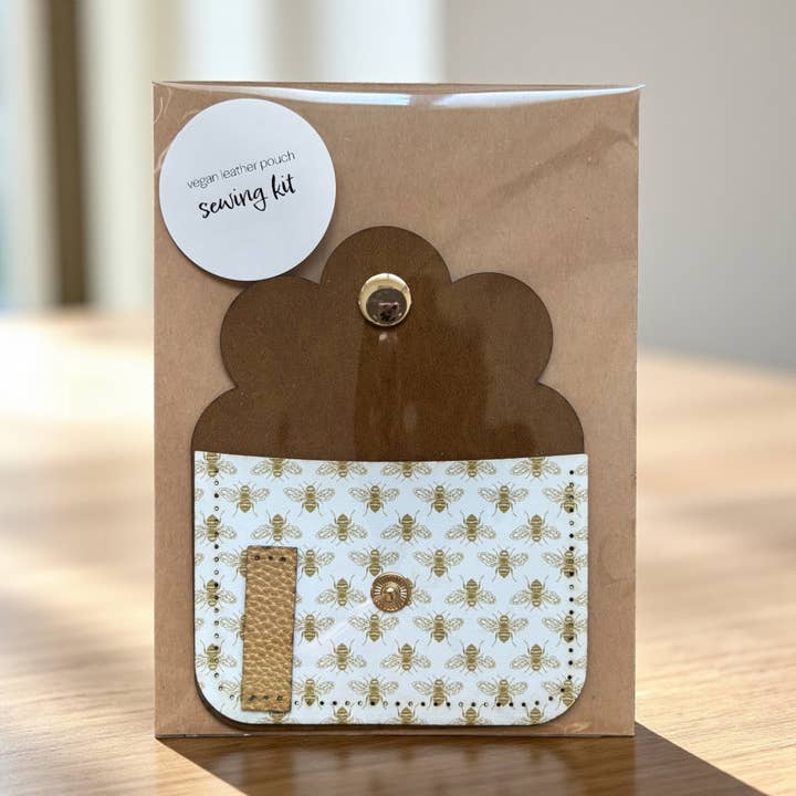 Sewing Kit - Vegan Leather Pouch - Golden Honey Bees for wholesale by Lizabell Studio