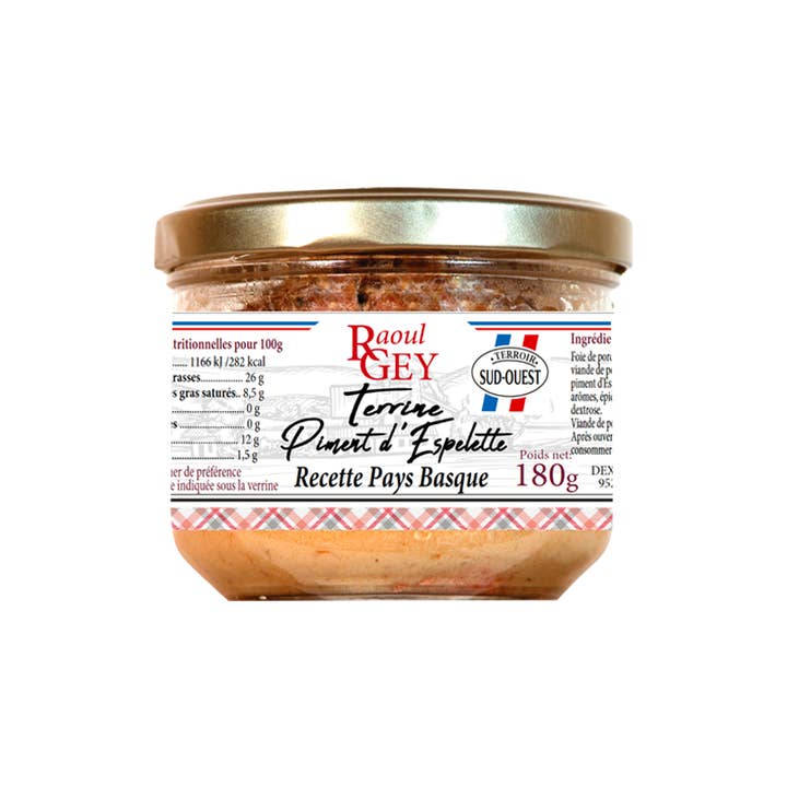 Terrina Espelette al pino 180 g - Raoul Gey - 53074 per la vendita all'ingrosso da parte di Maison RGEY