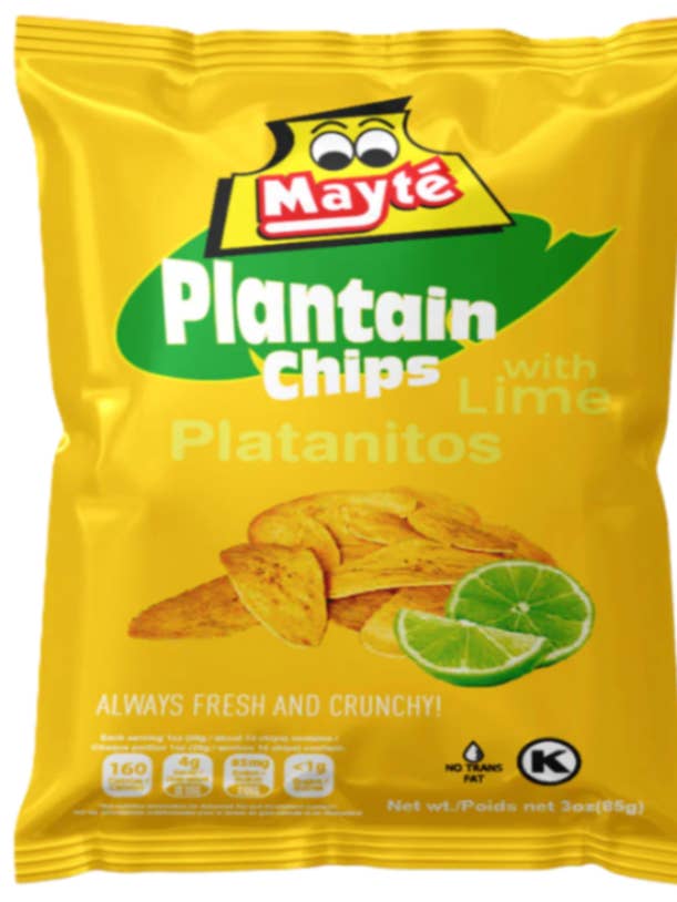 Chips de Plantain Mayté au Citron Vert – Snack Acidulé et Croquant | Sans OGM, Sans Gluten, Sans Gras Trans | Sachet de 85 g pour la vente par Fiesta Snacks