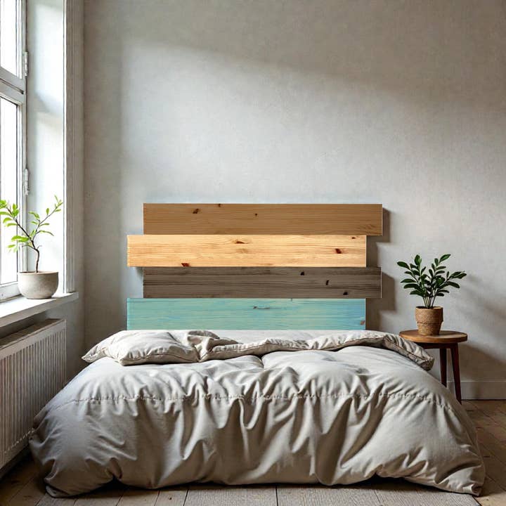 HIGASHI Cabecero de madera maciza. Altura: 80 cm. Acabado "C O L O R S". para venta al por mayor de Raw Wood