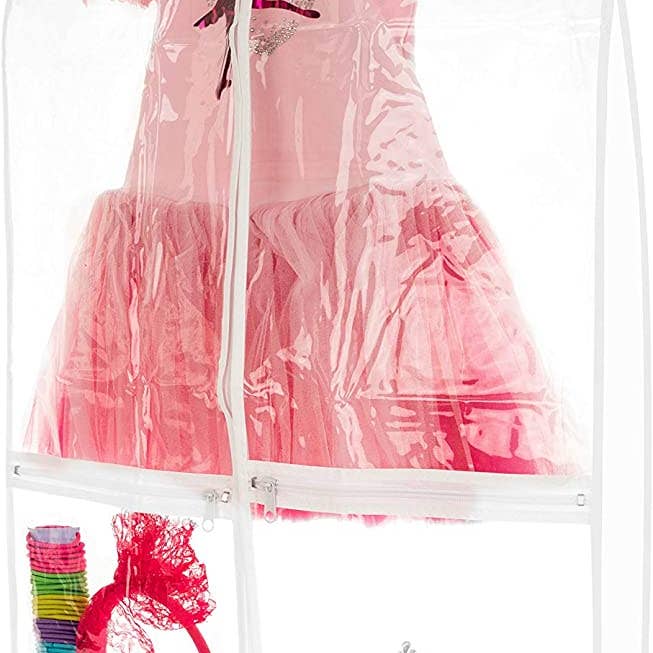 Bagsko - Wholesale Costume - Kids - Clear Dance Costume Garment Bag with Pockets for Kids with Durable Diagonal Zipper Transparent