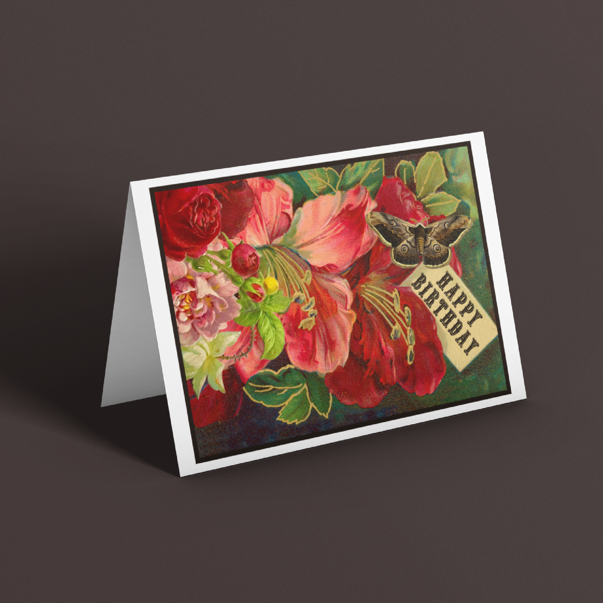 Cheerful Whimsies - Wholesale Birthday Card - Birthday Card. Bright Florals With Moth.2