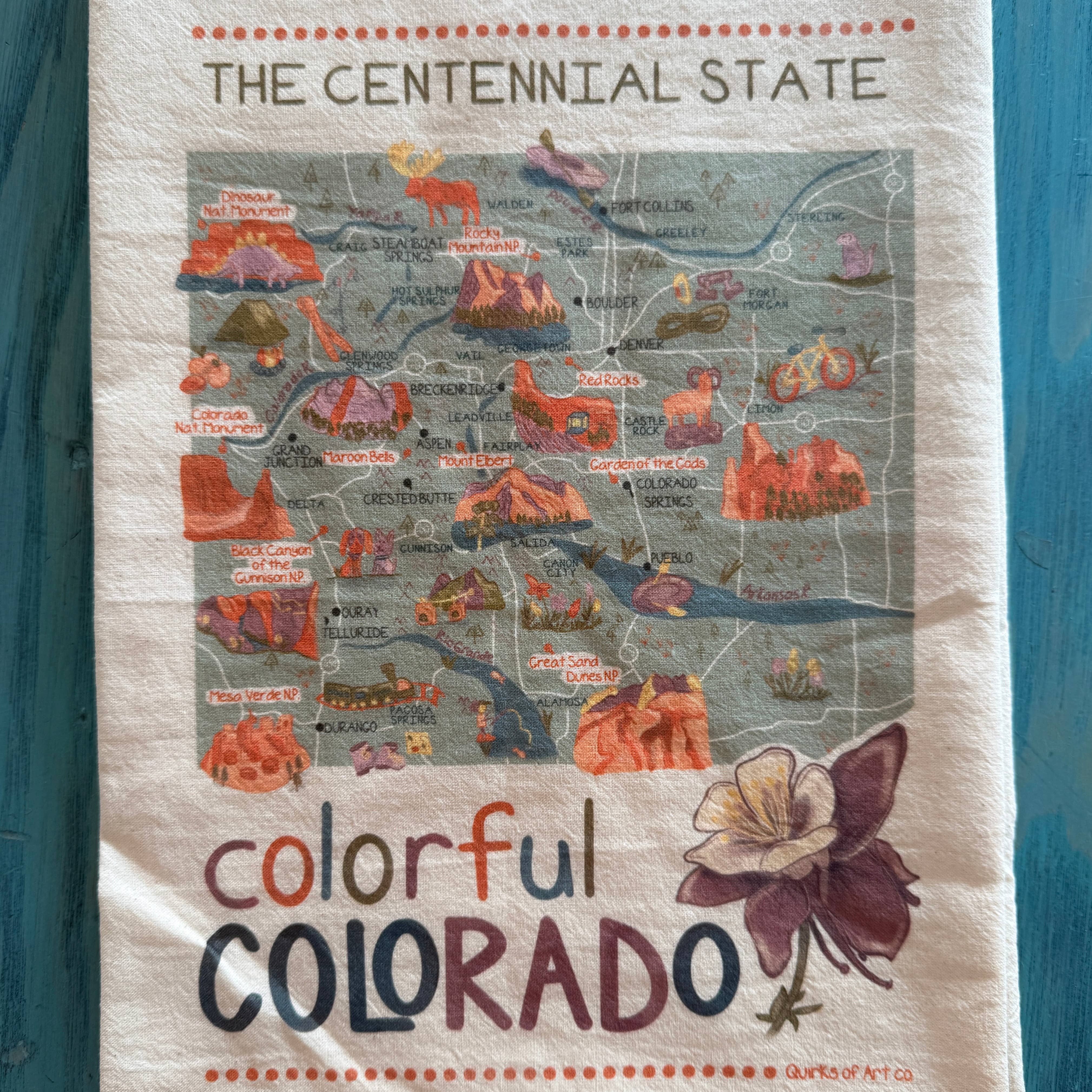 Quirks of Art co. - Wholesale Tea Towel - Flour Sack Tea Towel | Colorful Colorado1