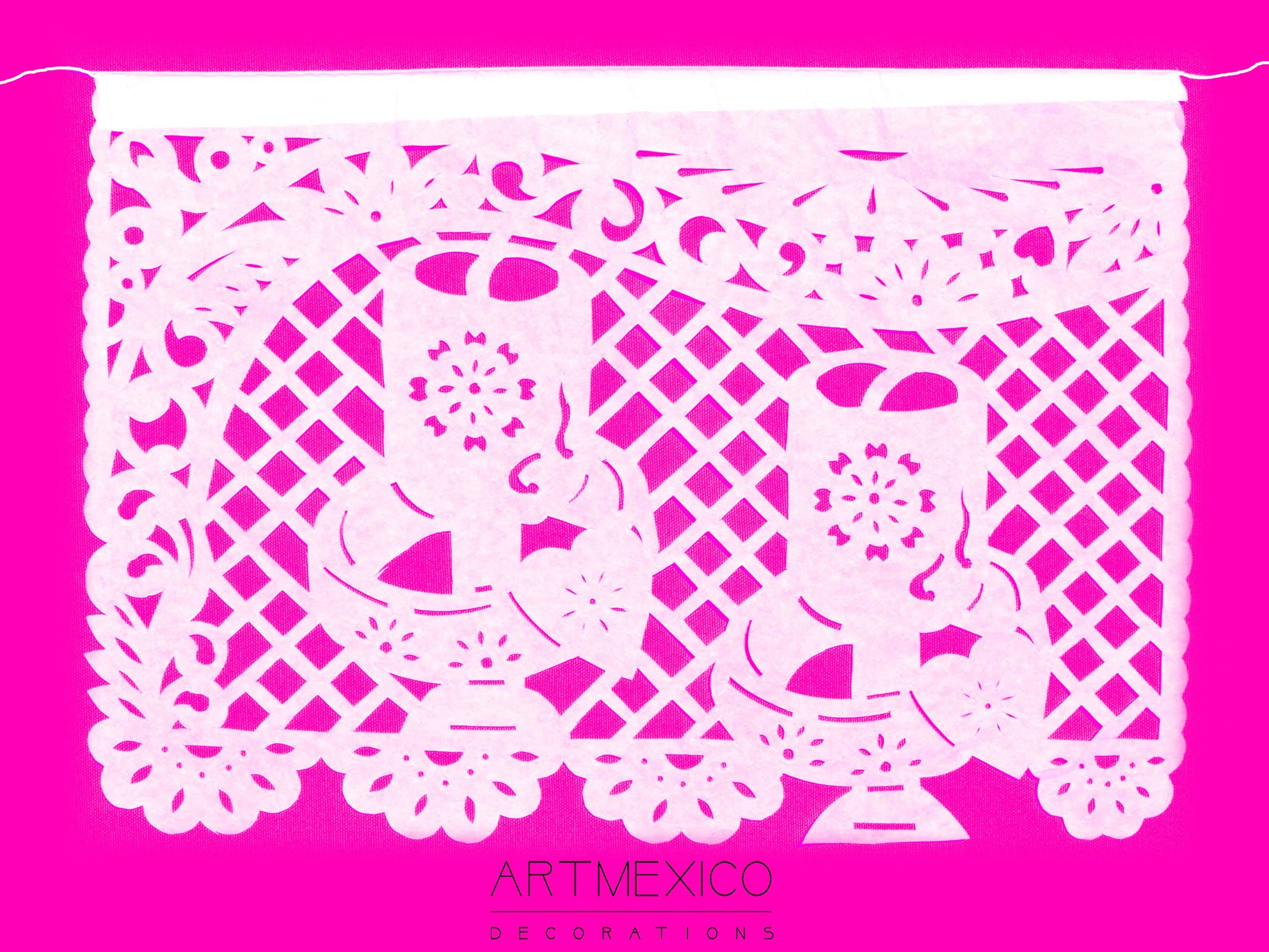 ArtMexico Ltd – Großhandel Wimpel/Girlande – Traditionelles mexikanisches Hochzeitsgirlandendekor aus Papier, Motiv Picado, 10 m12