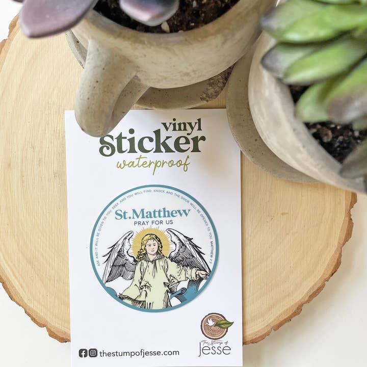 The Stump of Jesse - Wholesale Sticker - St. Matthew Symbol Waterproof Catholic Sticker