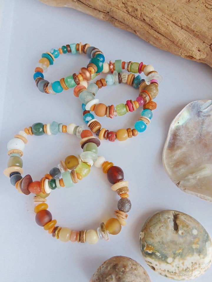 Walk On The Wild Side Bracelets | Larimar, Jade, Bone, Glass for wholesale by HavSolStudio