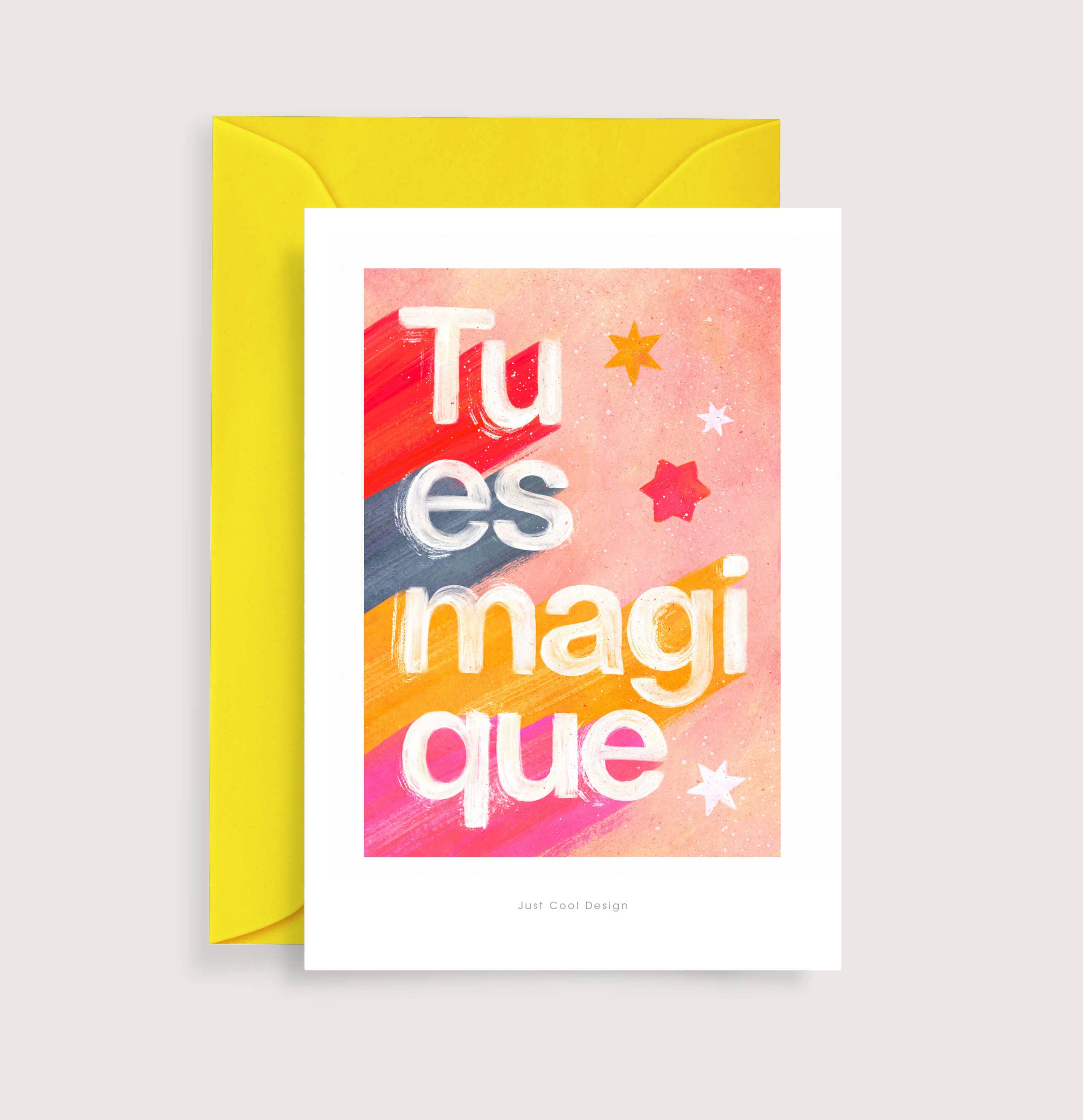 Just Cool Design - Vendita all'ingrosso Biglietti di auguri generici - Mini stampa artistica Tu es magique | Cartolina illustrata