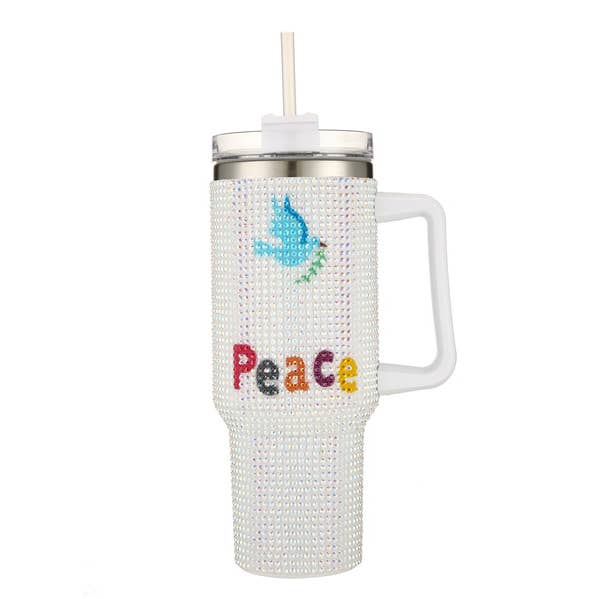Bicchiere da 40 oz con strass PEACE per donne per la vendita all'ingrosso da parte di Nima Accessories Inc
