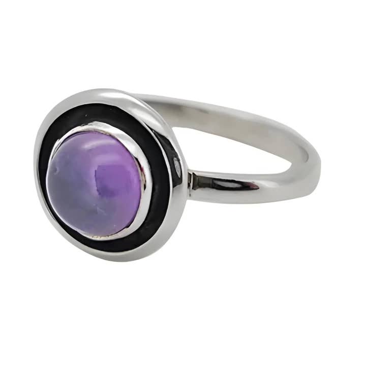 Amberman - Wholesale Single Stone/Solitaire Ring - Amethyst Stone Sterling Silver Ring1