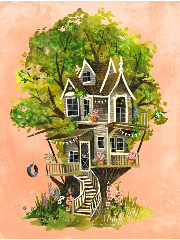 Treehouse Art Print voor wholesale door Katie Daisy