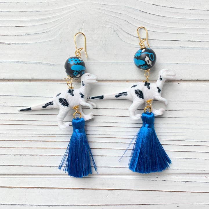 Lenora Dame – wholesale Dangle earrings – Cow Print Dinosaur Earrings