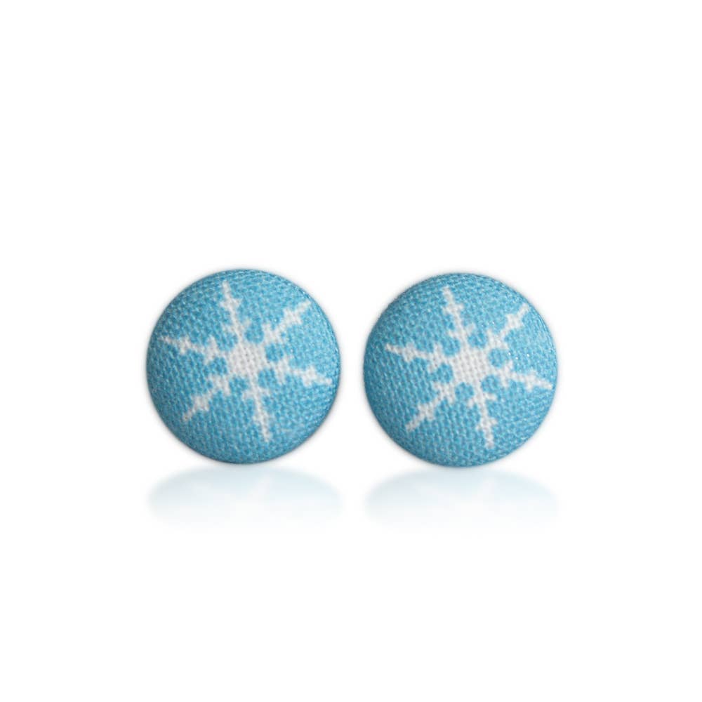 Rachel O's - Vente Clous d'oreille - Boucles d'oreilles boutons en tissu flolocs de neige4