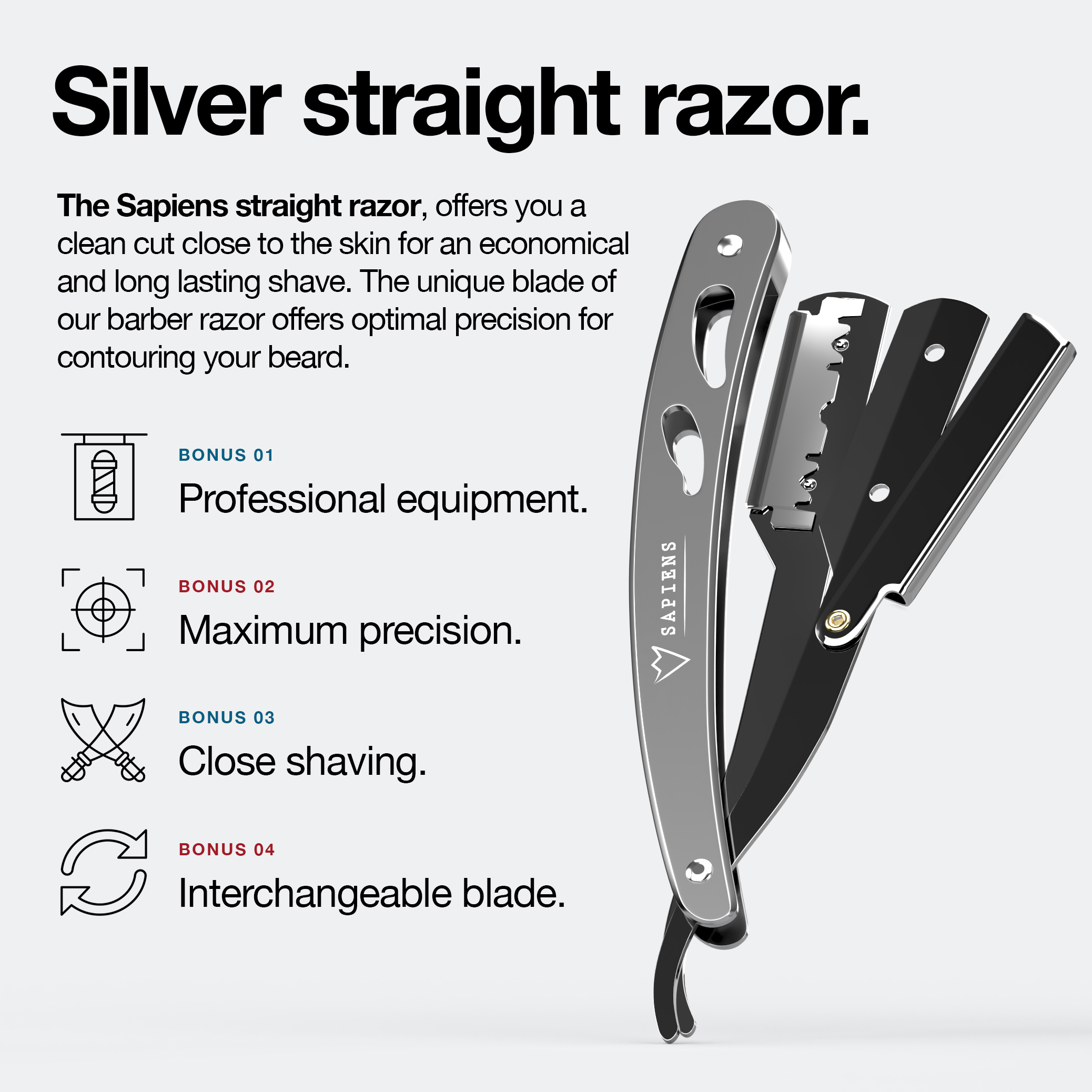 Sapiens. - Wholesale Razor - Men's - Straight Razor - Silver Edition1