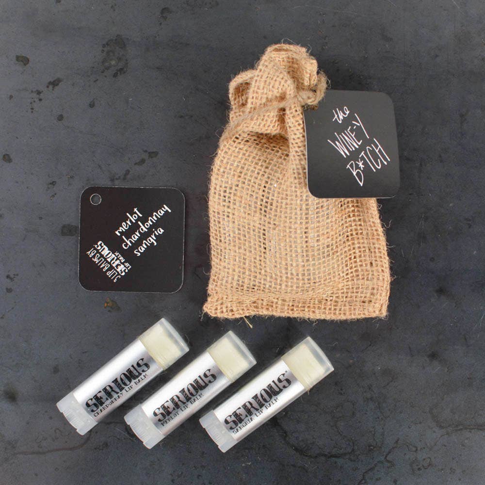 Serious Lip Balm - Vente Assortiment de baumes à lèvres - Baume à lèvres naturel - Le coffret WINEY BITCH pour les amateurs de vin !2
