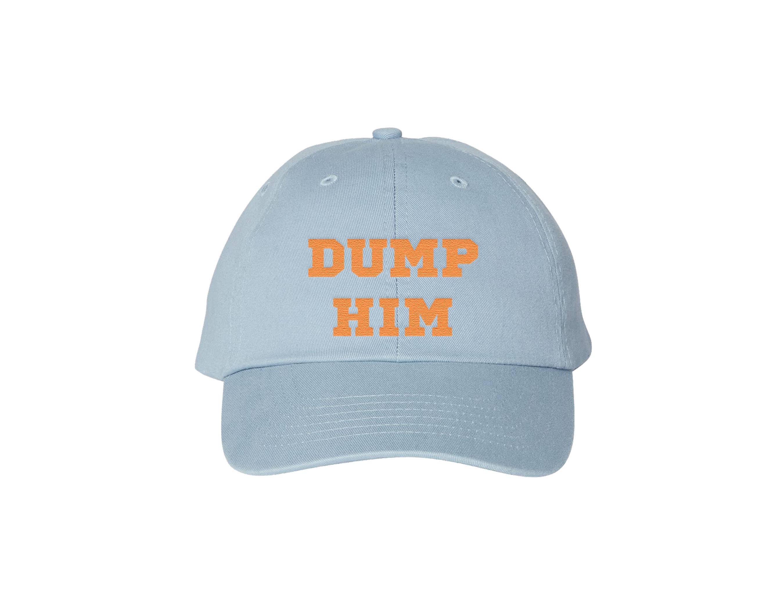 Calm Down Caren - Wholesale Baseball Cap - Unisex - Dump Him - Baby Blue Embroidered Dad Hat