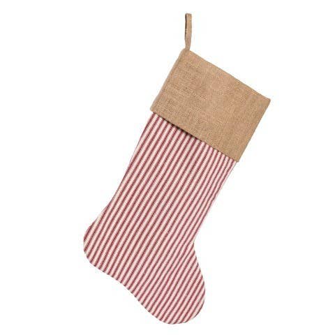 Vatican Homes - Wholesale Holiday Stocking - 20" Jute and Stripped Stocking