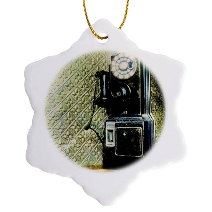 3dRose - Wholesale Ornament - 3dRose, Early Telephone Booth Vintage 1920s Hand Colored, Ornament