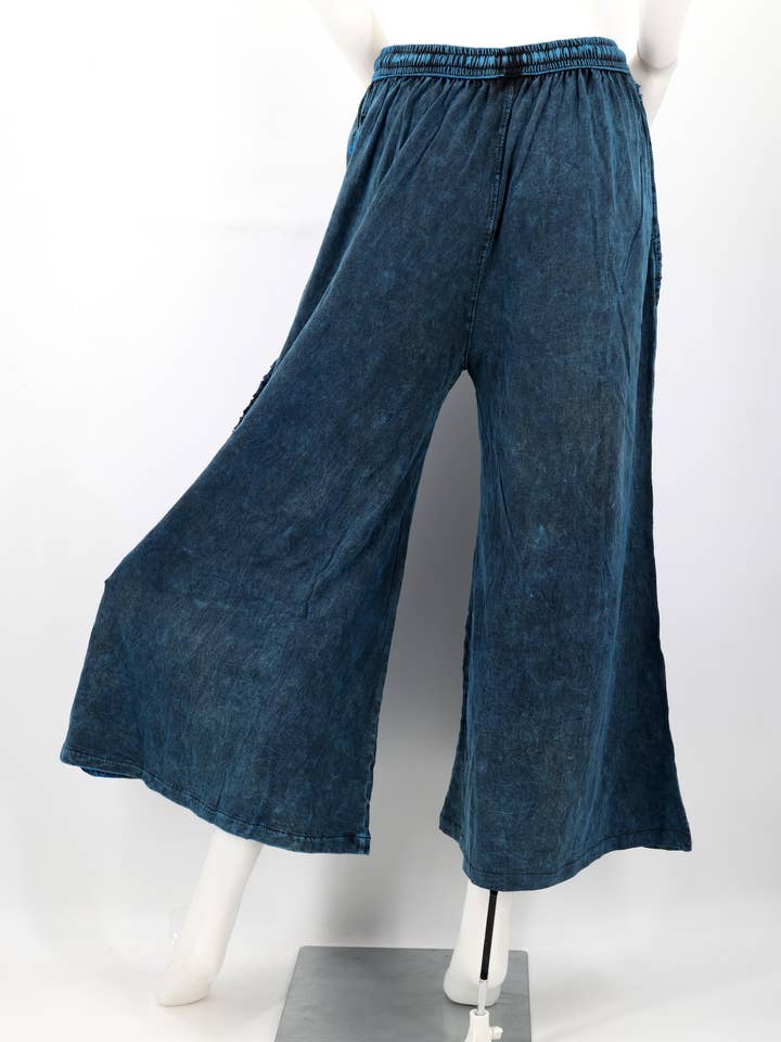 Himalaya Handmade - Wholesale Pants - Women's - Floral Embroidered Wide Leg Cotton Palazzo Pants13