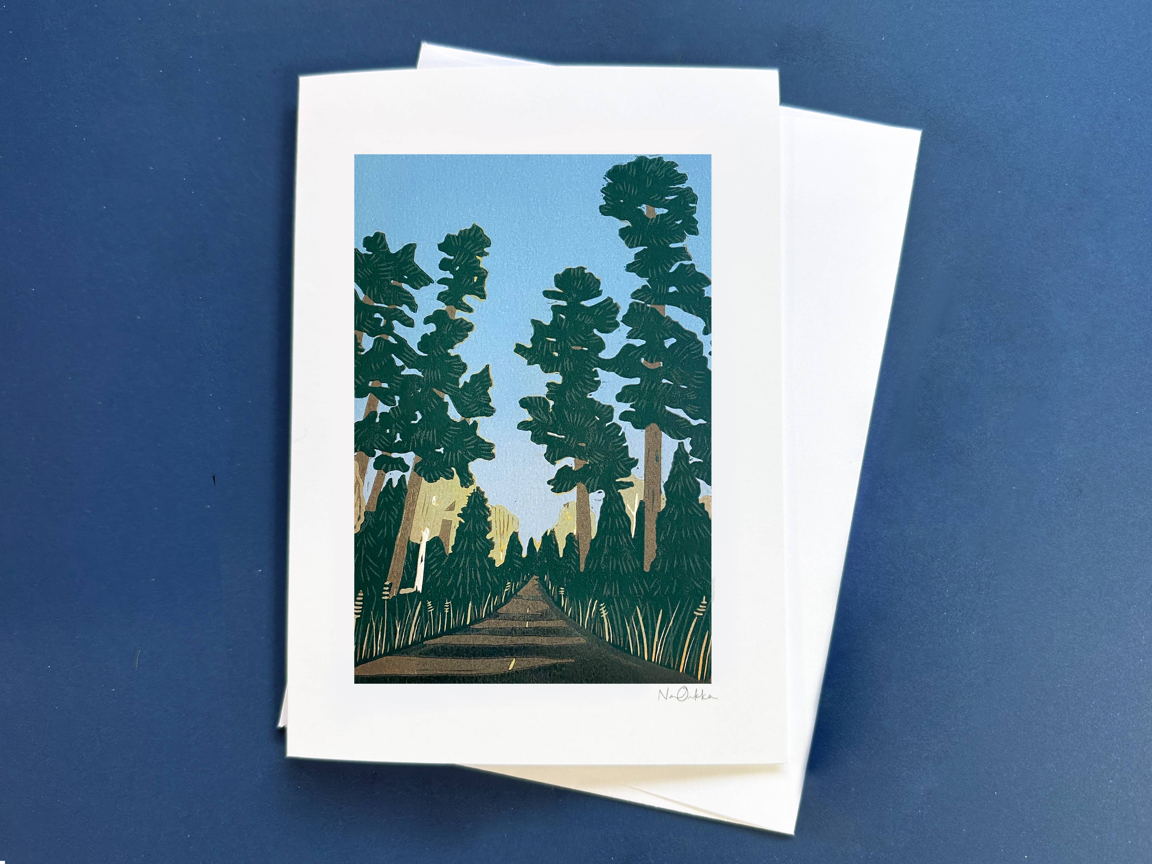 Nan Onkka Prints - Wholesale Everyday Greeting Card - Autumn Pines Blank Greeting Card2