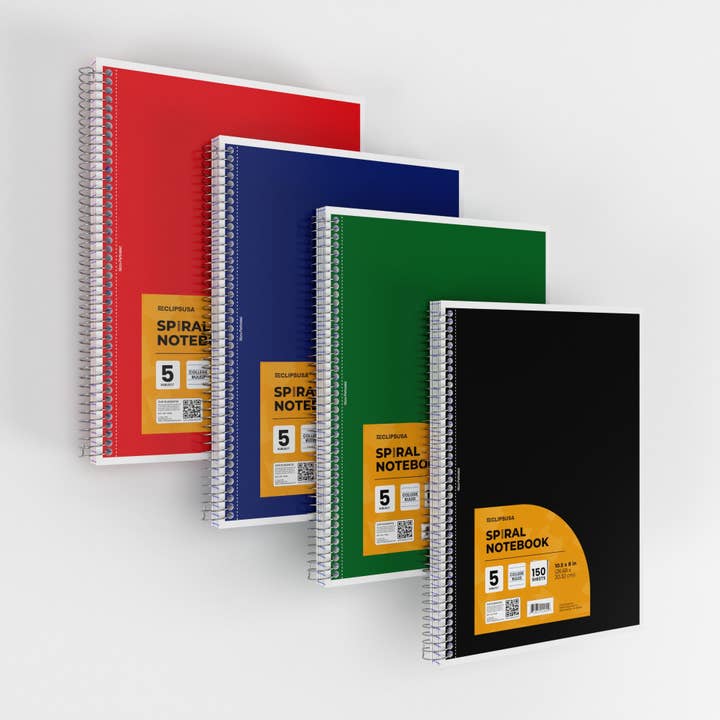Eclips USA - Wholesale Notebook - 5-Subject College Spiral Notebook – 150 Sheets – 24 Ct2