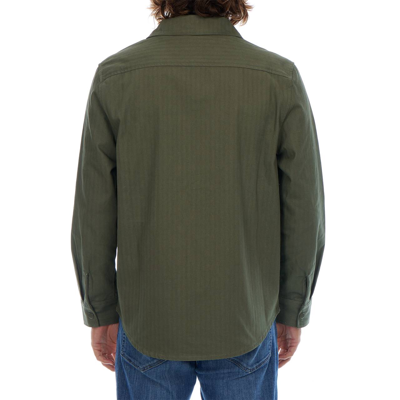 PX - Wholesale Button Down Shirt - Men's - Hassan Olive Cotton Tonal Herringbone Sna Work Shirt Shacket8