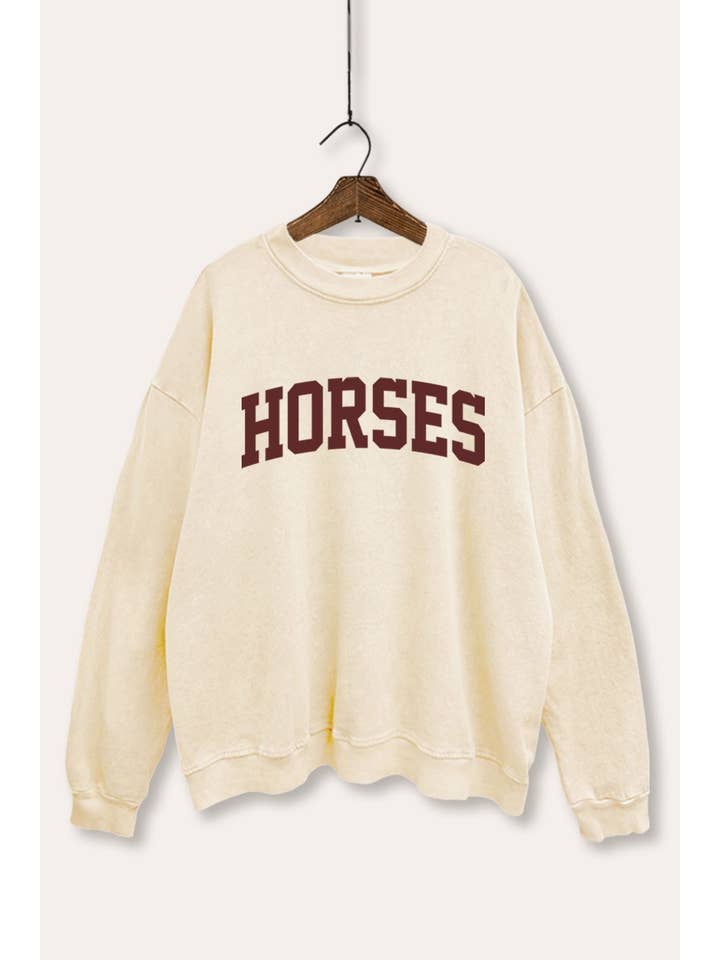 Heste Typografi Mineralvasket Sweatshirt for engroshandel hos PINK NABI