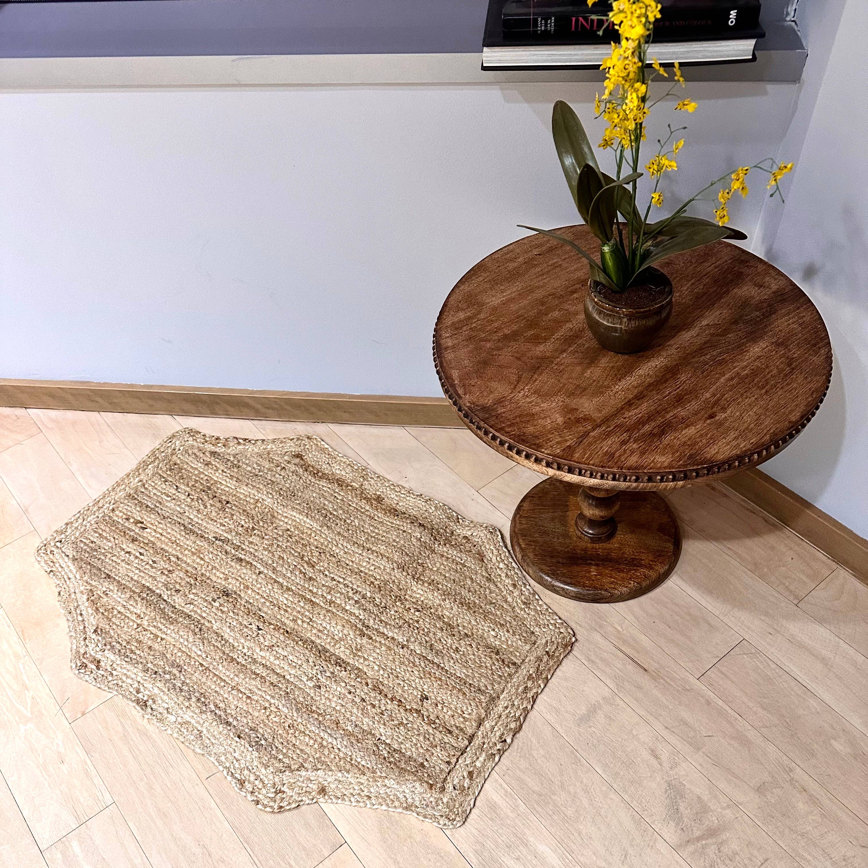 India Handicrafts Inc - Vente Tapis - Tapis octogonal en jute naturel1
