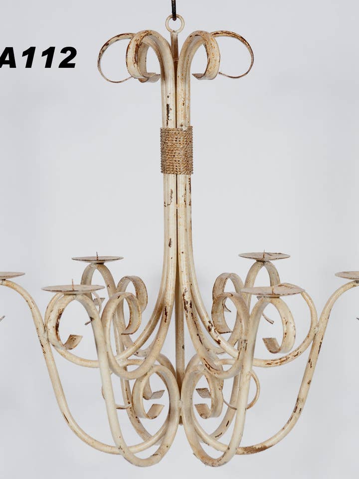 Wrought Iron Huge Round Scroll Chandelier, Non-Electric for wholesale by Garden Iron And More