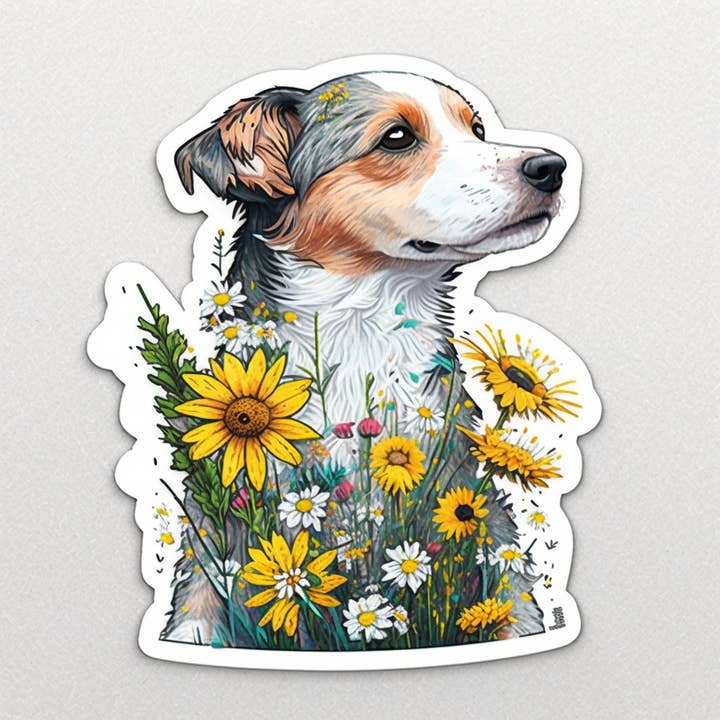 Sunflower Dog Vandtæt Vinyl klistermærke for engroshandel hos Elizarae Co.