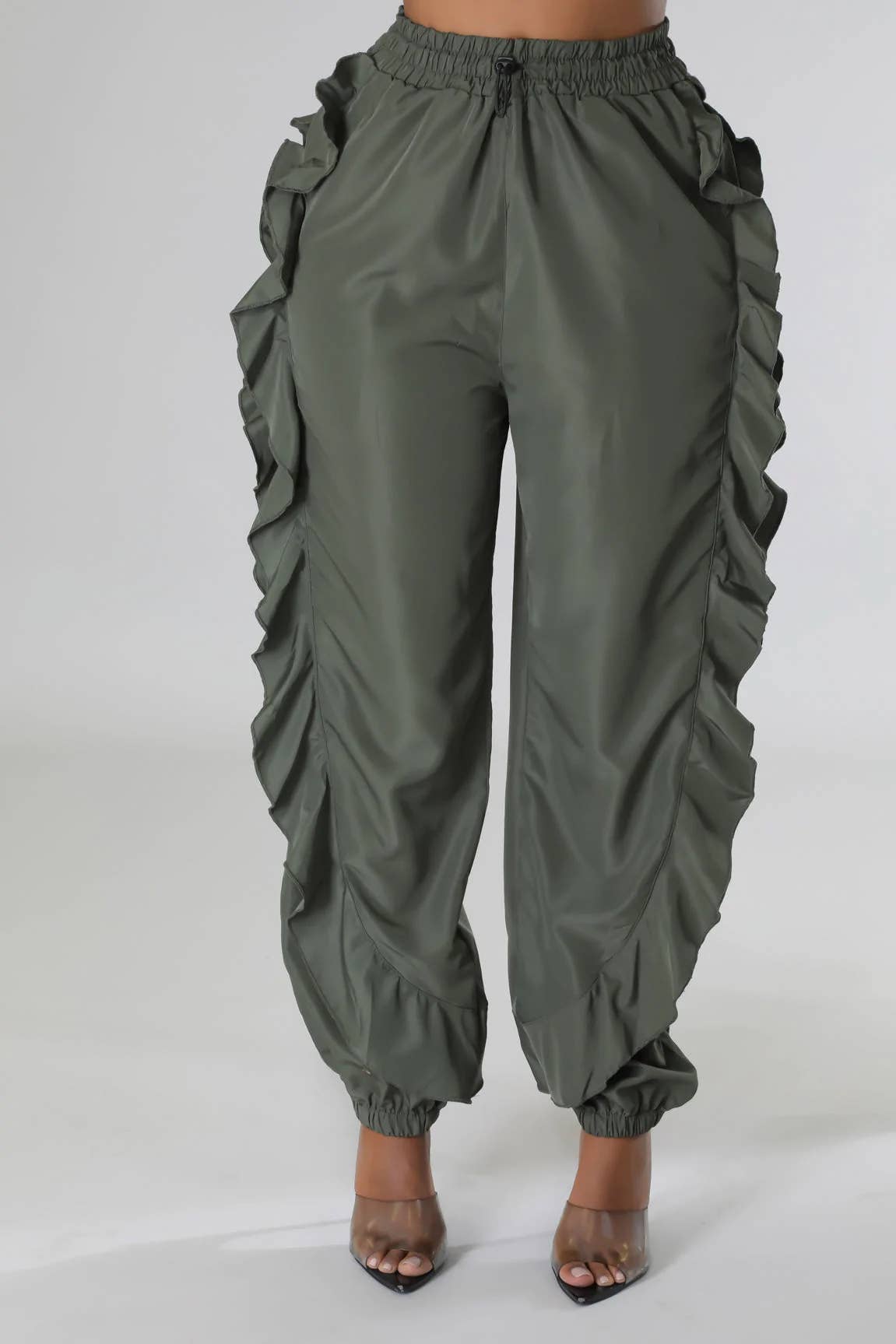 5besties inc - Wholesale Pants - Women's - DRAWSTRING WAIST RUFFLE SIDE CARGO PANTS10