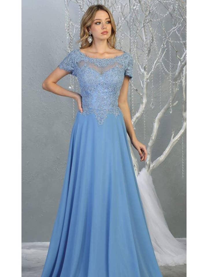 LA1763 Classic Short Sleeve Mother Of Bride Formal Gown for wholesale by LA Merchandise